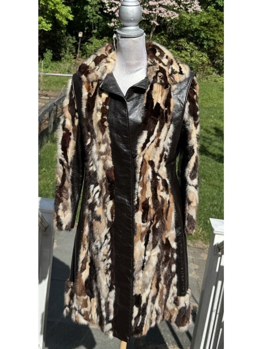 Vtg 1960’s/1970’s Evans Mink and Leather Patchwork Coat Jacket Multi Color Sz S